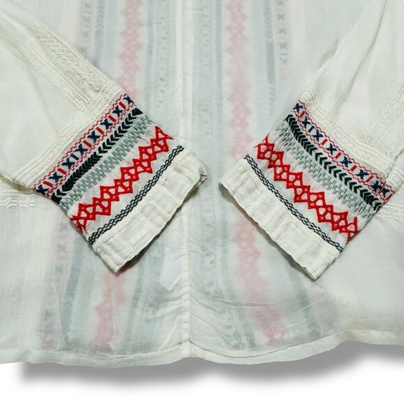 Johnny Was Button Down Blouse Size Large Women’s Boho Embroidered Top - Picture 7 of 13